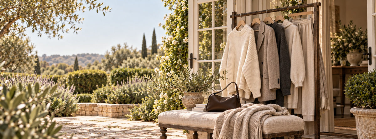 Wardrobe collection - curated apparel styled outdoors