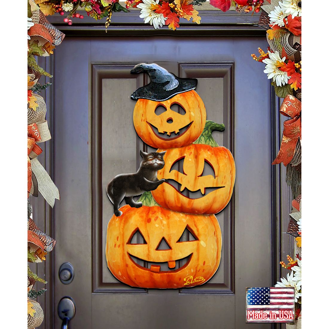 Stacking Pumpkins Halloween Door Décor