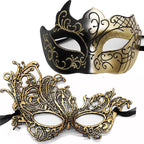 Gold & Black Masquerade Masks — Set of 2