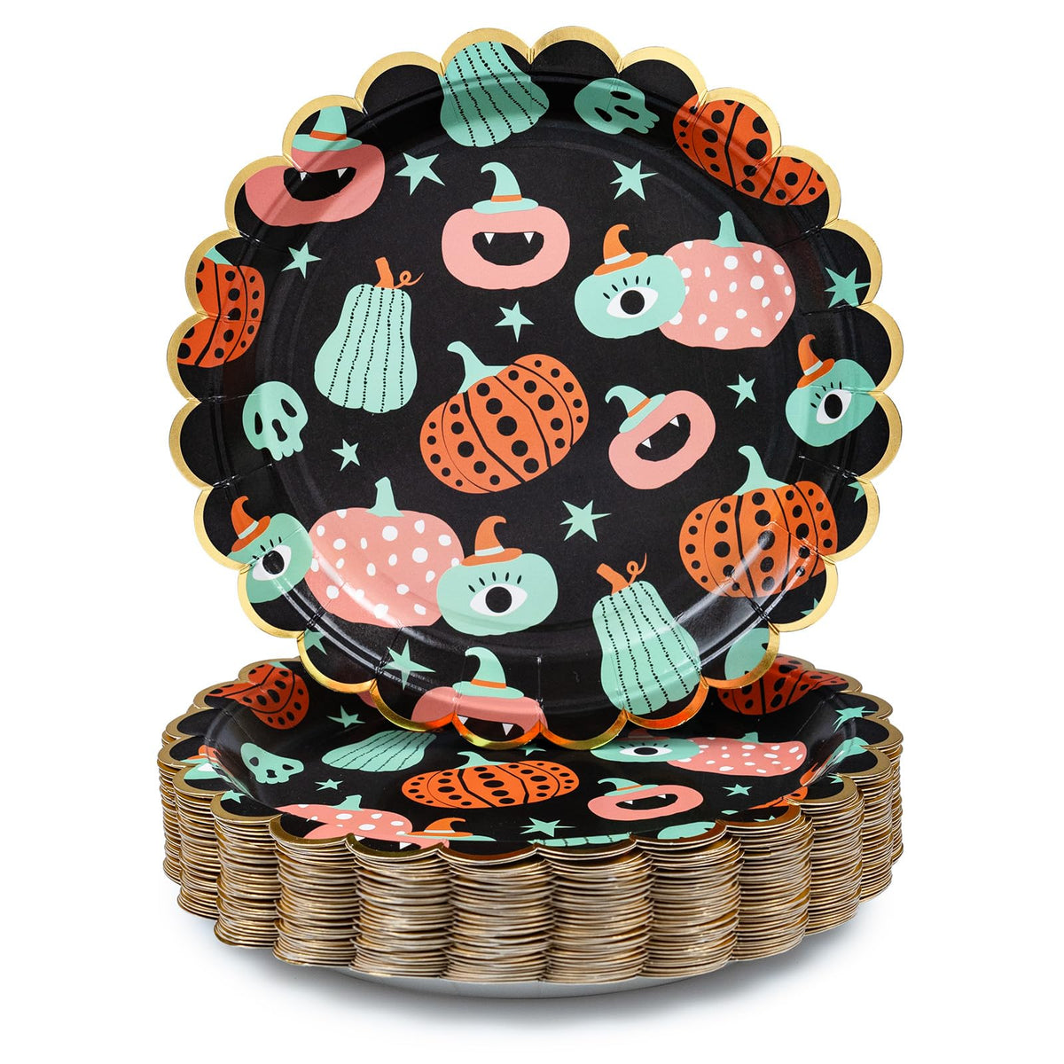 Funky Pumpkin Party Plates — 50 Pack