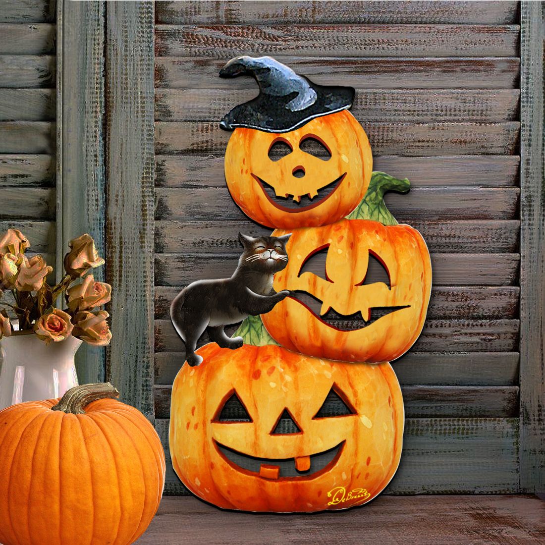 Stacking Pumpkins Halloween Door Décor