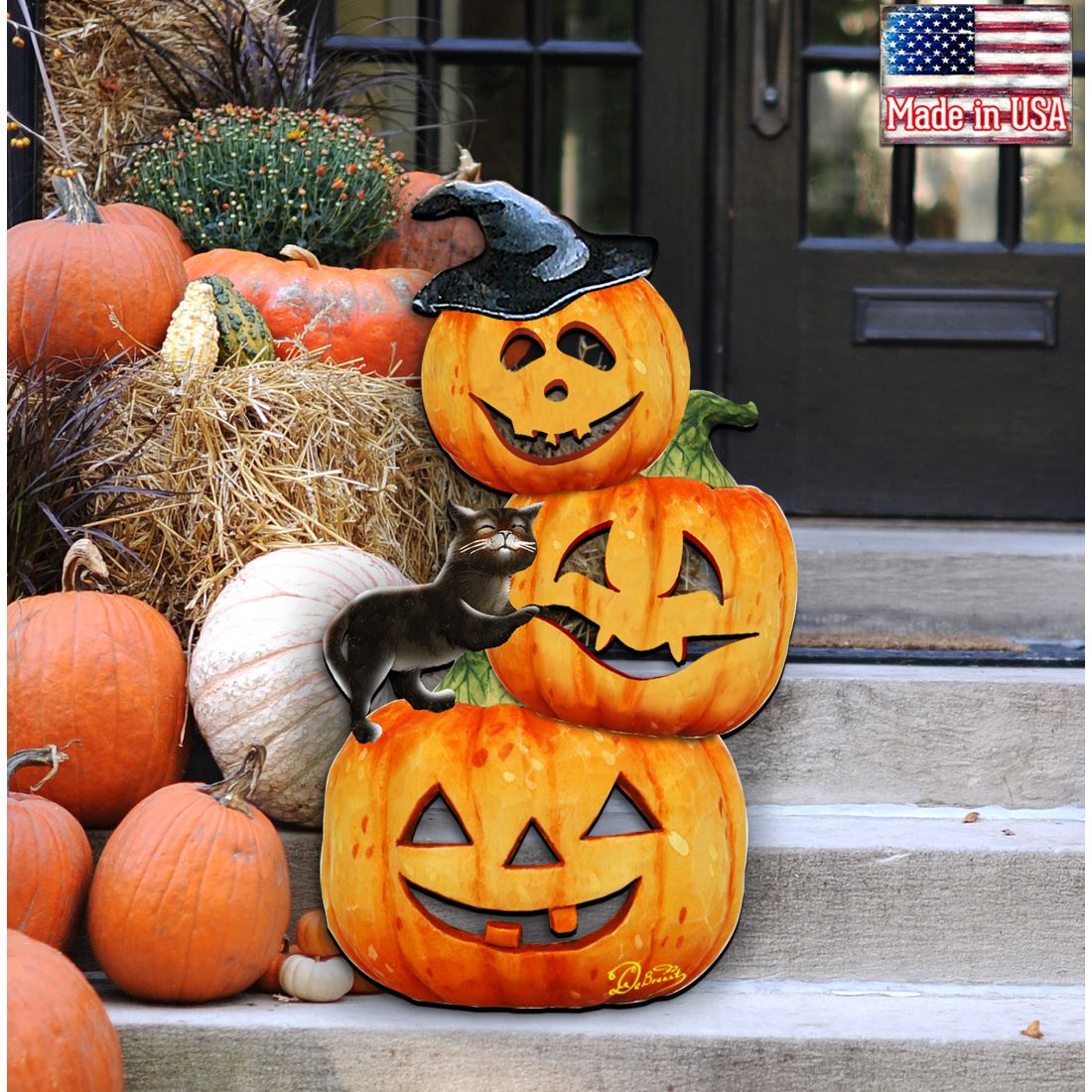 Stacking Pumpkins Halloween Door Décor