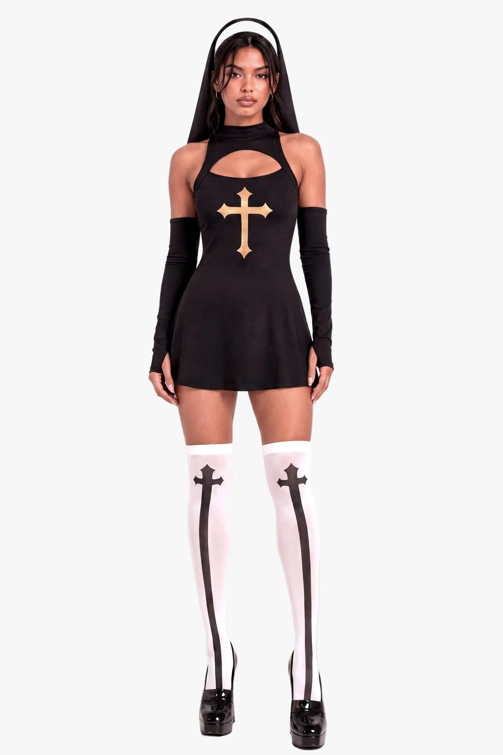 Sexy Nun Costume for Women — 4-Piece Set