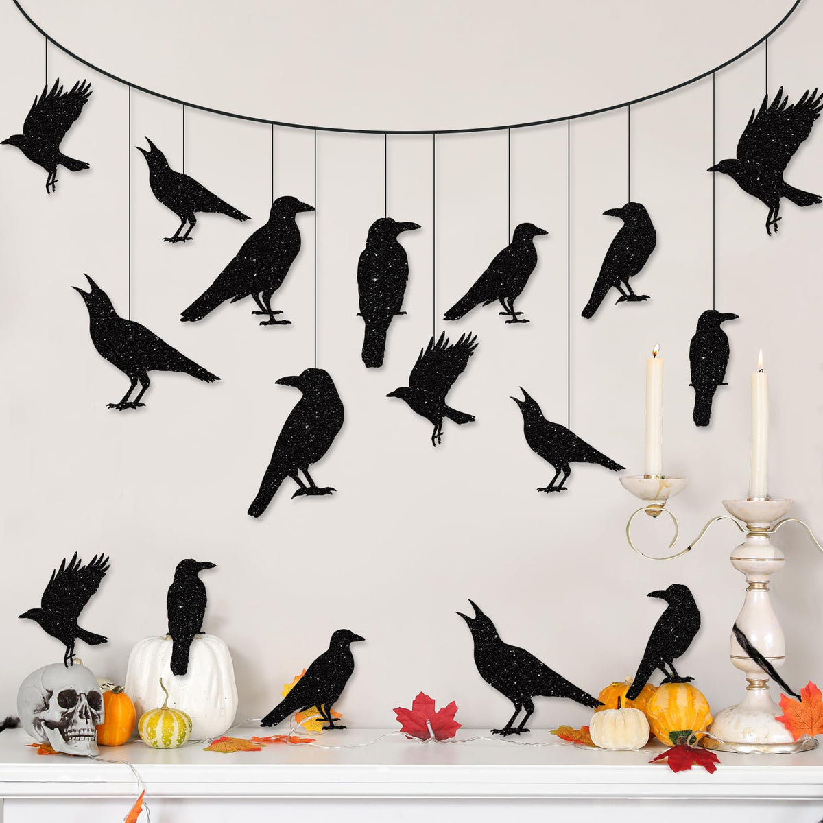 Black Crow Garland — 40 Pieces
