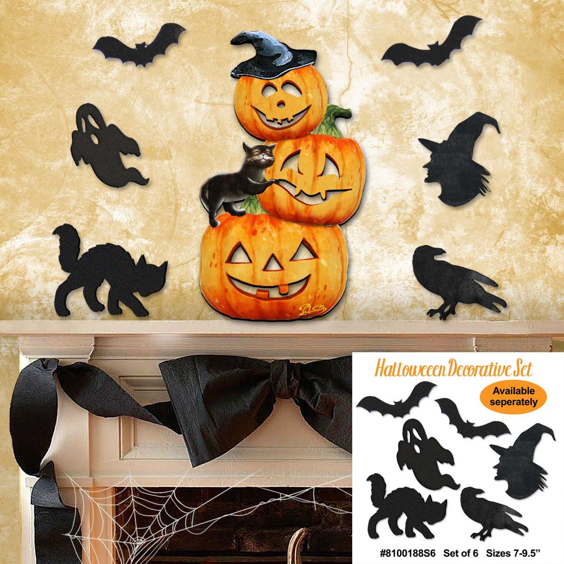 Stacking Pumpkins Halloween Door Décor